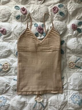 Nude ruffle tank top